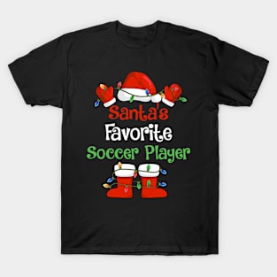 Santa's Favorite Soccer Player Funny Christmas Pajamas T-Shirt